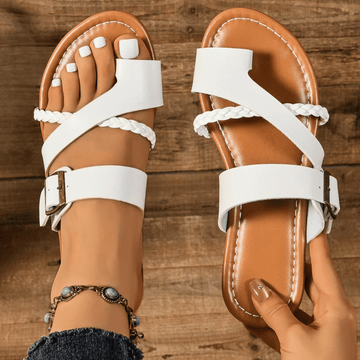 Clip-Toe Leather Sandals