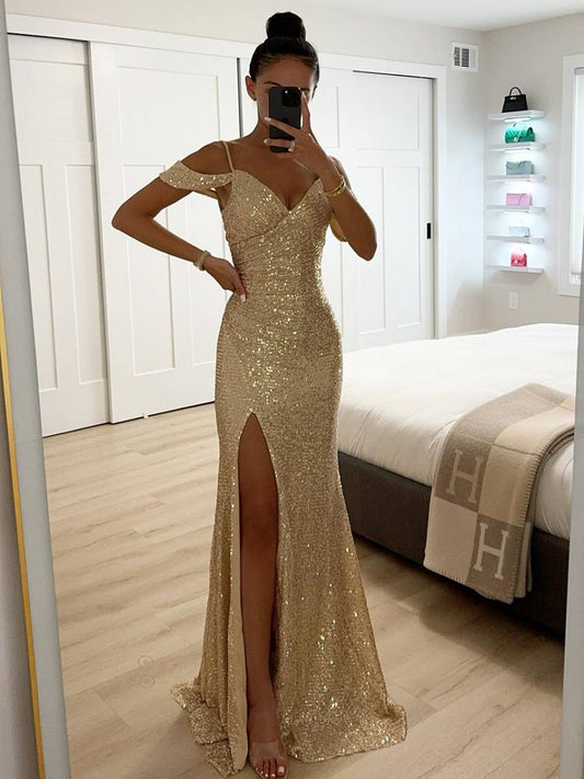 Zaprada long dress v-neck shiny sequin split side split shoulders sleeveless elegant woman evening ceremony