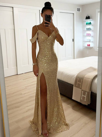 Zaprada long dress v-neck shiny sequin split side split shoulders sleeveless elegant woman evening ceremony