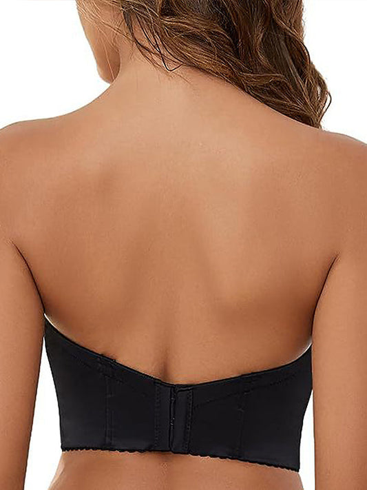 Strapless bra for women with a deep back and long, multidirectional push-up