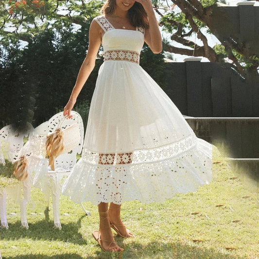 Zaprada Bohemian Style Long Dress in Floral Lace for Cocktail or Beach Ideal for Summer