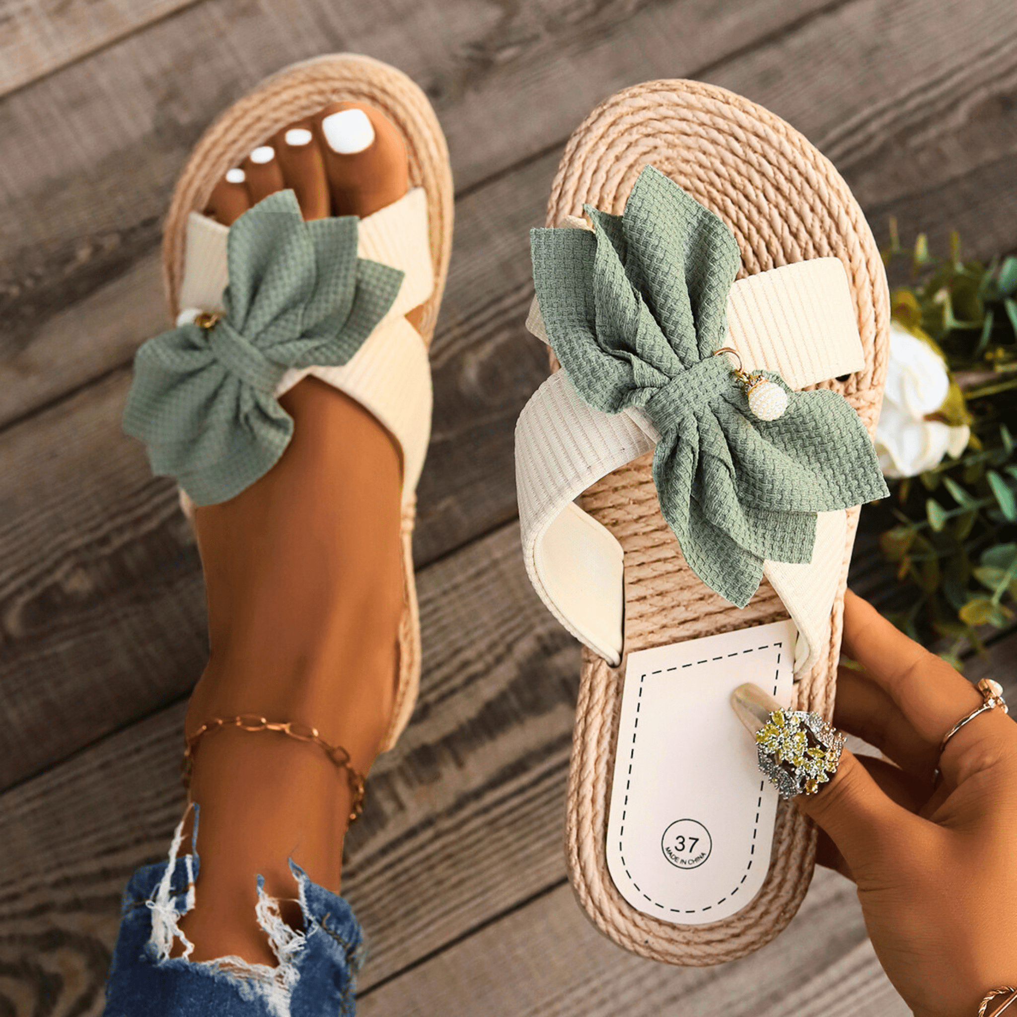 Coral Bow Summer Sandals