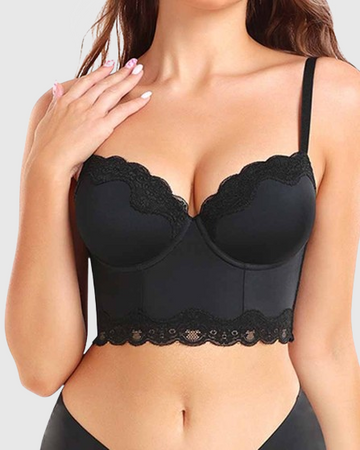 Push-up bra with high support and lace back