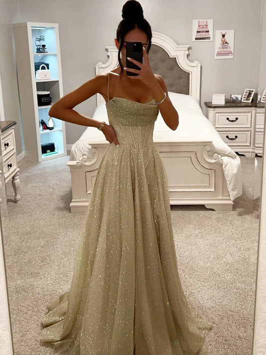 Zaprada long dress with thin straps, sleeveless, elegant evening dress for women, formal occasions