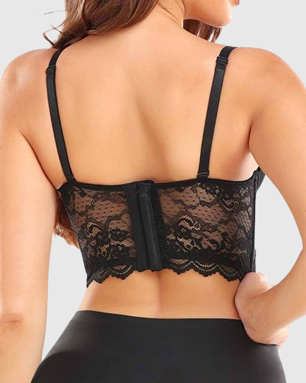 Push-up bra with high support and lace back